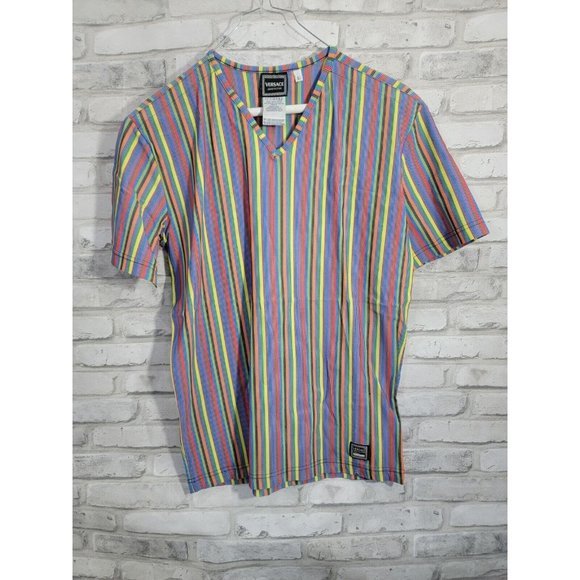 Versace Jeans Couture Women Multi Color Shirt Size Large‎ Rainbow Pride Vintage - Picture 10 of 11